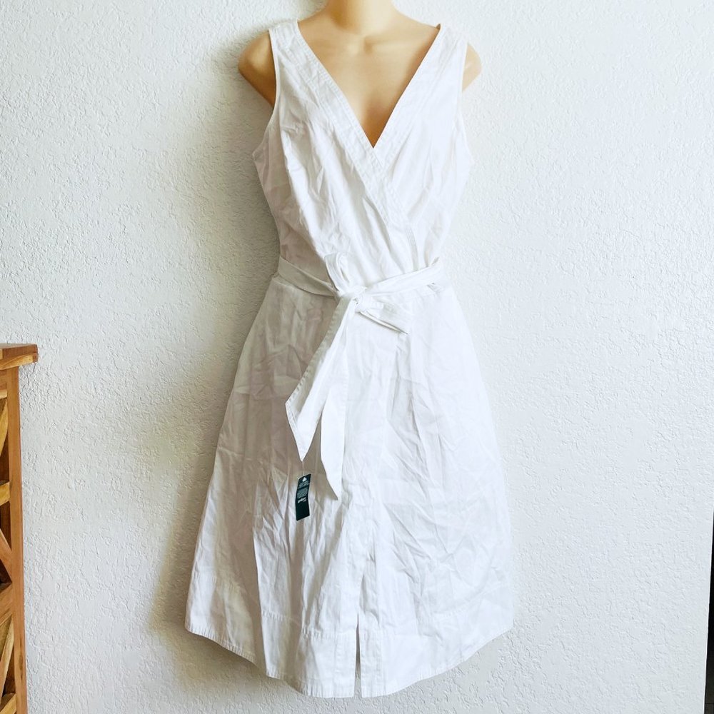 New Ralph Lauren White Romper Playsuit Skort 10 Cotton Blend V-neck Sleeveless